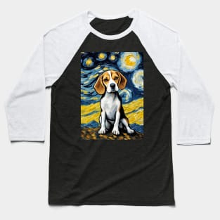Beagle Dog Breed in a Van Gogh Starry Night Art Style Baseball T-Shirt